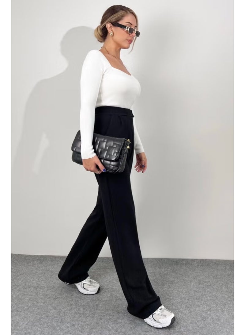 Ritnice Line Women's Lycra Velcro Closure Black Palazzo Trousers - Image 5